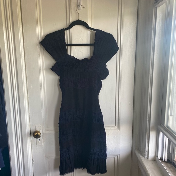 Yoana Baraschi Stretch Knit Midi Dress Black Navy size Medium 9D182 - Picture 9 of 10